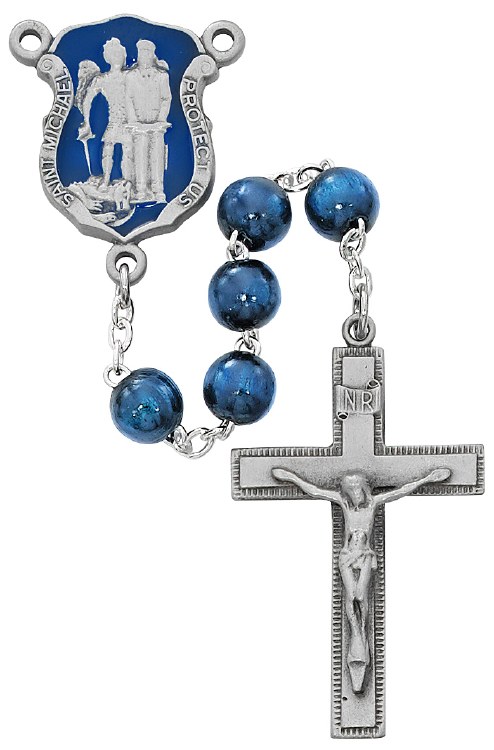BLUE WOOD POLICE ROSARY