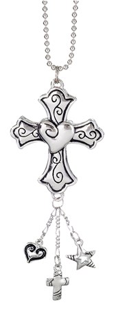 CAR ORNAMENT CROSS WITH HEART