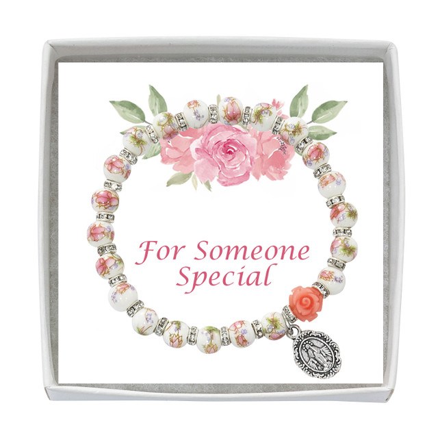 6MM FLOWER CERAMIC STRETCH BRACELET