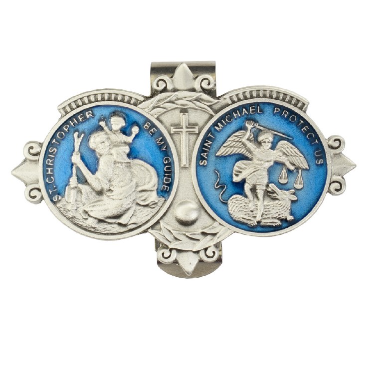 ST CHRISTOPHER/ST MICHAEL PEWTER VISOR CLIP
