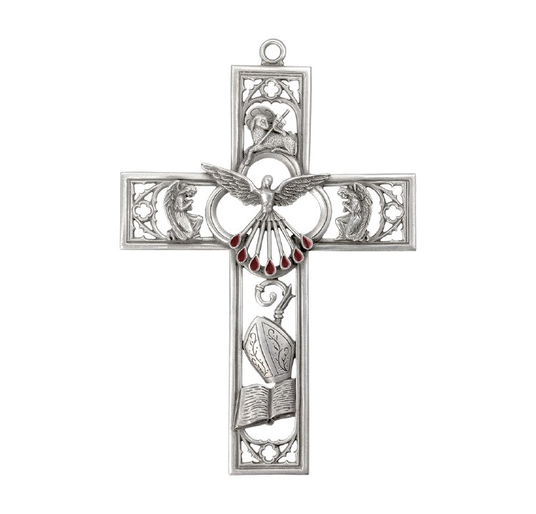 GENUINE PEWTER 6&quot; CONFIRMATION CROSS