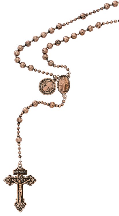 COPPER PLATED ST BENEDICT ROSARY