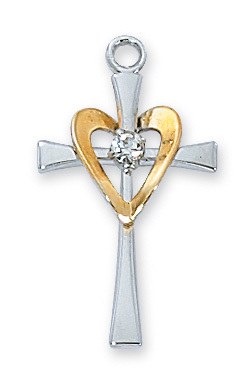 CROSS W/ GOLD HEART