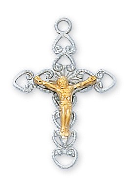 CRUCIFIX STERLING SILVER TUTONE