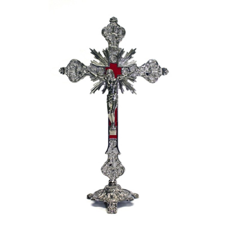 CRUCIFIX WITH BASE SILVER 9&quot;