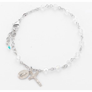 CRYSTAL WITH STERLING SILVER ROSARY BRACELET