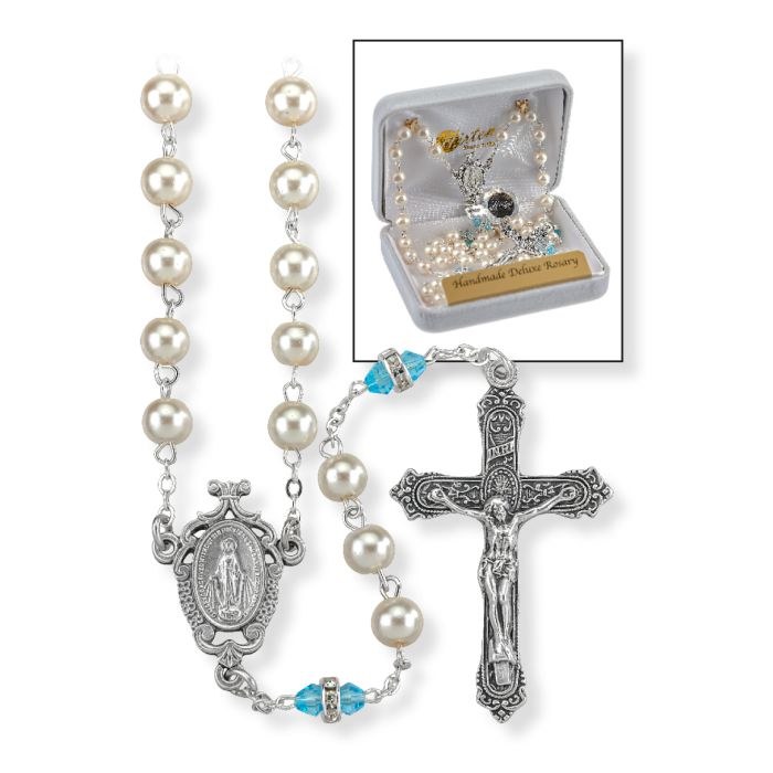 DELUXE MARCH BIRTHSTONE ROSARY
