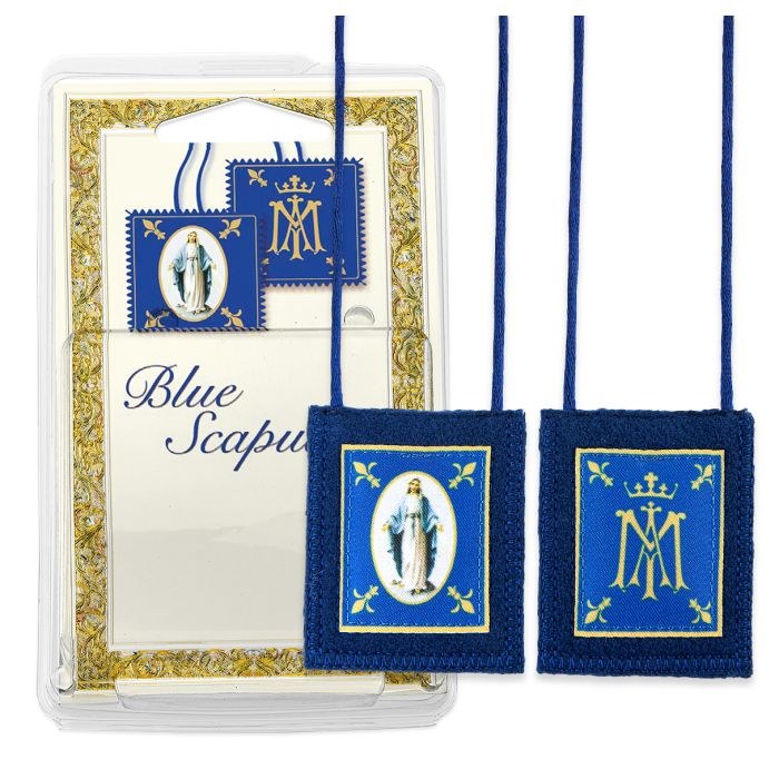 BLUE WOOL SCAPULAR MADE IN POLAND