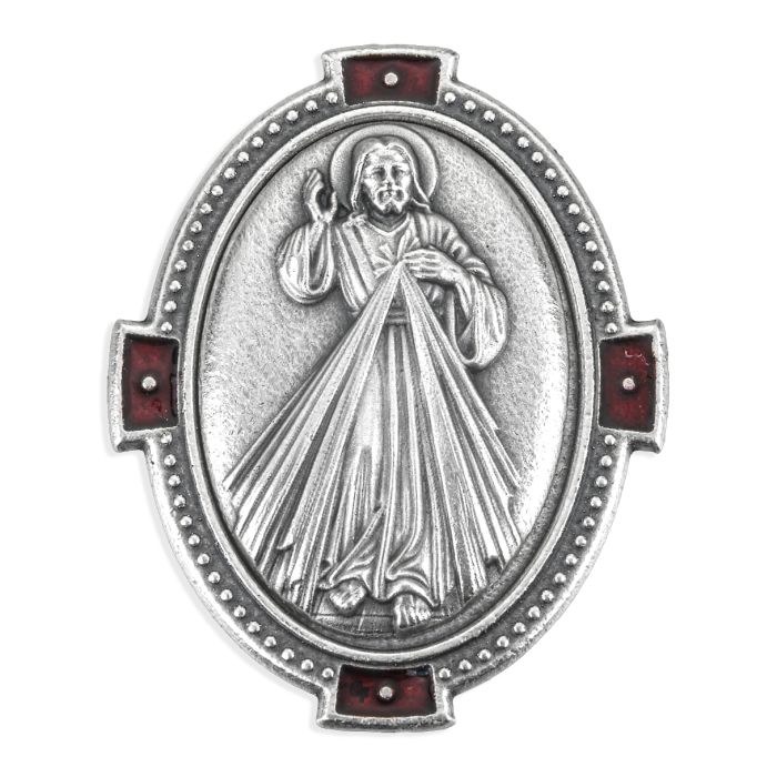 DIVINE MERCY OXIDIZED AUTO MEDALLION