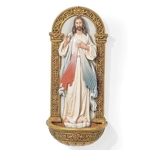 DIVINE MERCY 7.25" HOLY WATER FONT