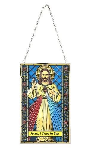 DIVINE MERCY RECT STAINED GLASS