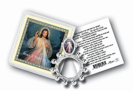 DIVINE MERCY FINGER ROSARY WITH HOLY CARD