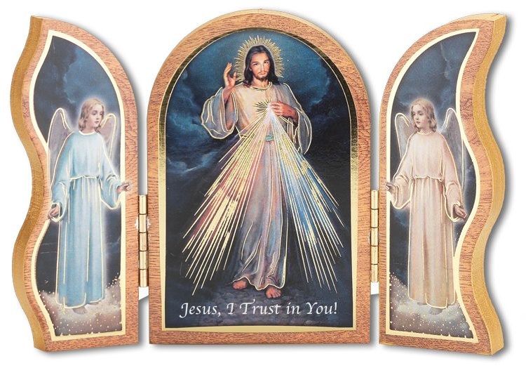 GOLD EMBOSSED DIVINE MERCY TRYPTCH