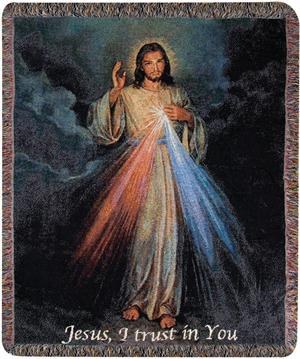 DIVINE MERCY W/WORDS 50X60 TAPESTRY THROW