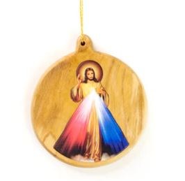 DIVINE MERCY OLIVE WOOD ORNAMENT