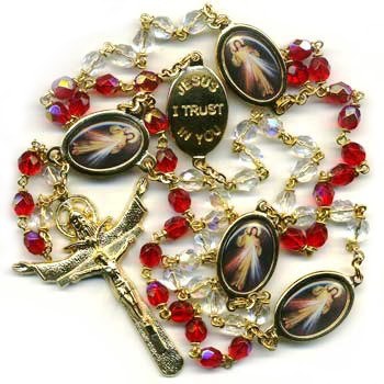 DIVINE MERCY ROSARY WITH COLORED MEDALS