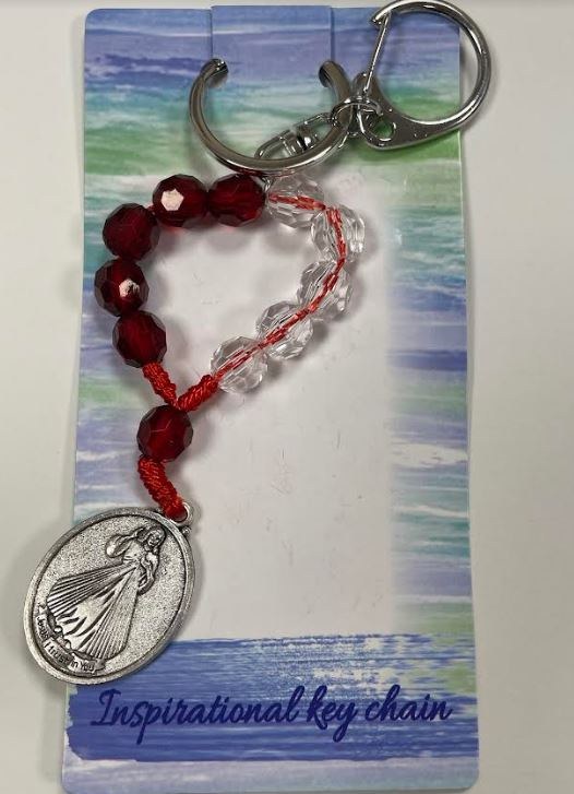 KEY CHAIN/CLIP DIVINE MERCY &amp; ST FAUSTINA