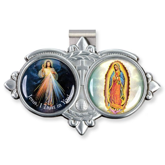 DIVINE MERCY &amp; OL GUADALUPE RESIN VISOR CLIP