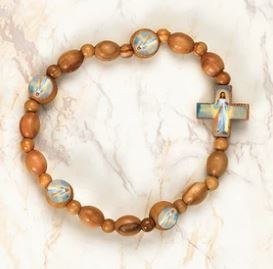 DIVINE MERCY ITALIAN OLIVE WOOD STRETCH BRACELET