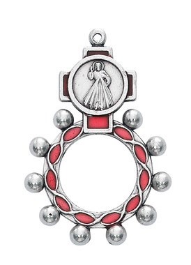 DIVINE MERCY RED ROPE ROSARY RING