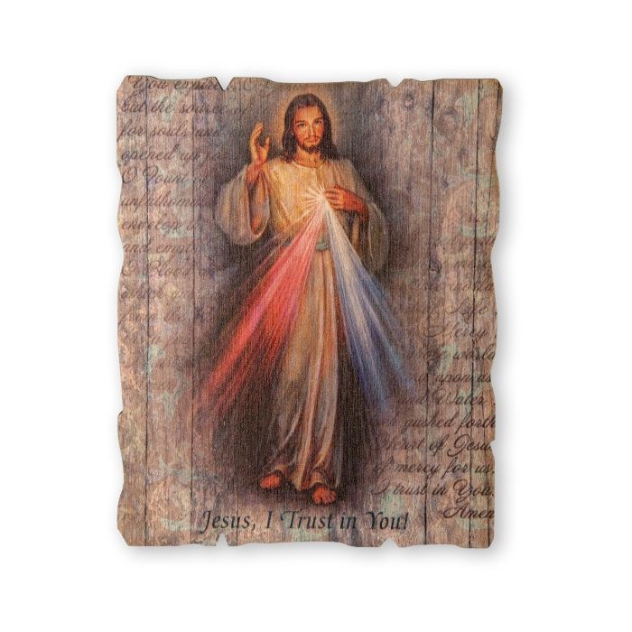 VINTAGE BARN BOARD LOOK DIVINE MERCY PLAQUE