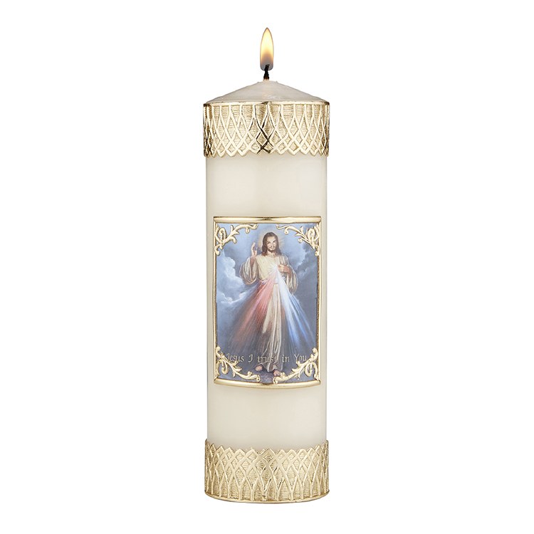DEVOTIONAL CANDLE WITH DIVINE MERCY