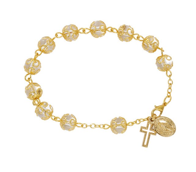 7.5'' DOUBLE CAPPED GOLD CRYSTAL BRACELET