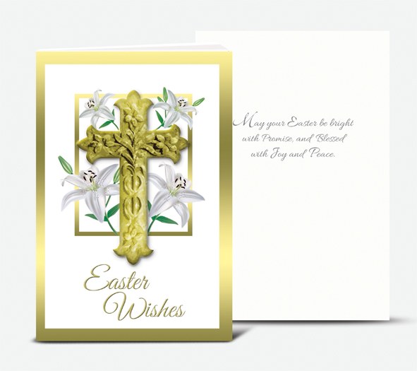 EASTER LILIES WITH CRUCIFIX EASTER CARD