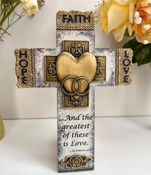 FAITH HOPE LOVE WEDDING WALL CROSS