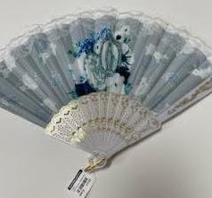 FLORAL MIRACULOUS MEDAL HAND FAN