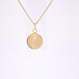 GOLD OVER STERLING SILVER MIRACULOUS MEDAL WITH 16-18'' GOLD OVER BRASS CHAIN