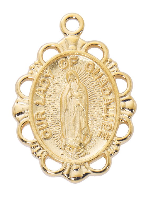 GOLD OVER STERLING SILVER OUR LADY OF GUADALUPE  MEDAL