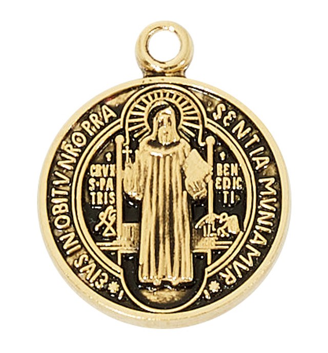 GOLD OVER STERLING SILVER ST. BENEDICT ANTIQUES