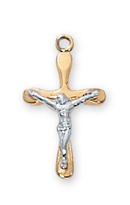 GOLD OVER STERLING TOW TONE CRUCIFIX