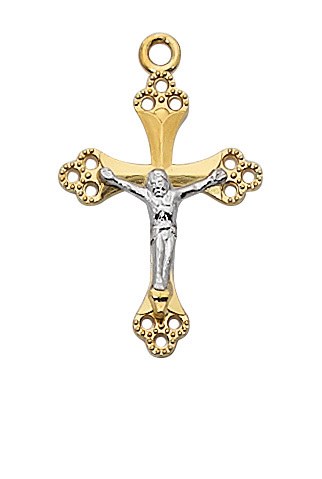 TWO TONE GOLD OVER STERLING CRUCIFIX