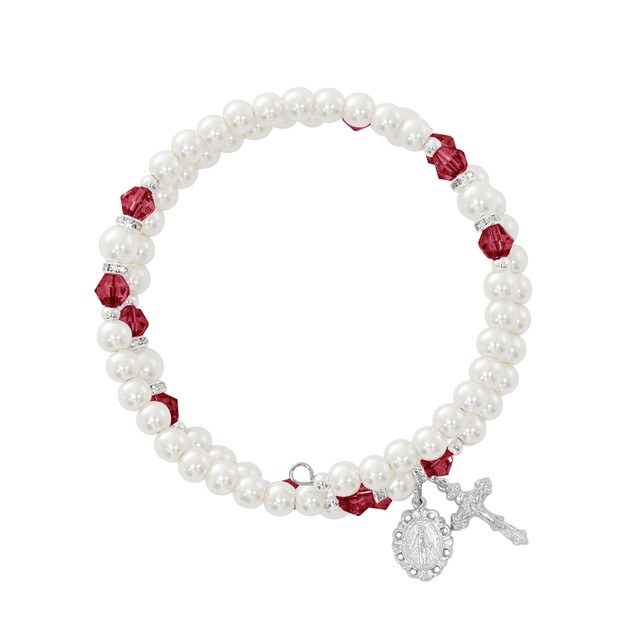 GARNET AND PEARL ROSARY WRAP BRACELET