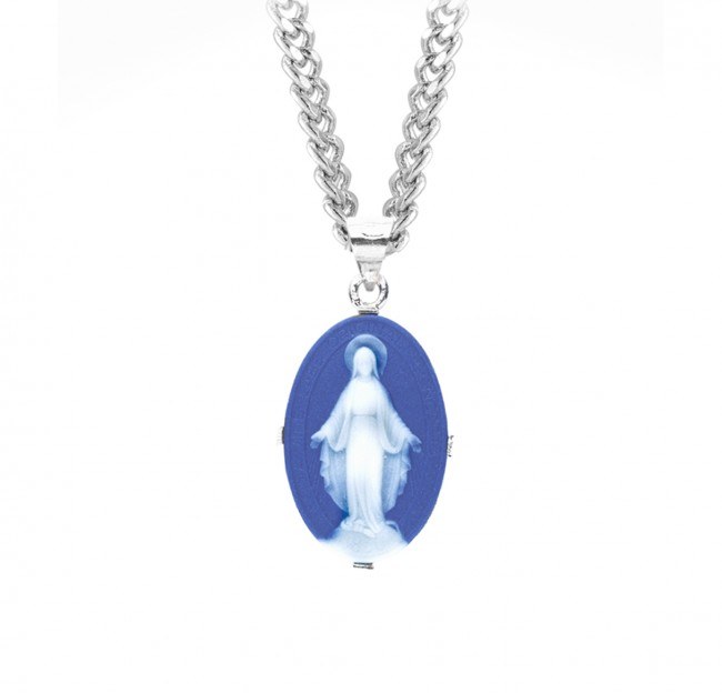 DARK BLUE SS CAMEO MIRACULOUS MEDAL