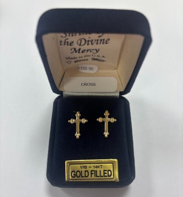 GOLD FILLED CROSS POST EARRINGS