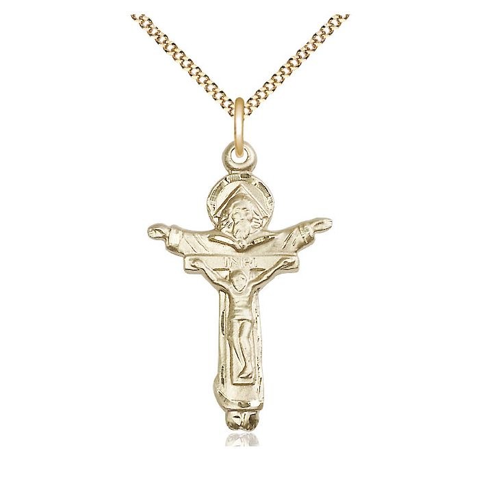 GOLD FILLED TRINITY CRUCIFIX WITH 18 INCH CHAIN