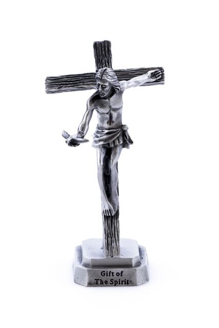 GIFT OF THE HOLY SPIRIT 3&quot; PEWTER CRUCIFIX