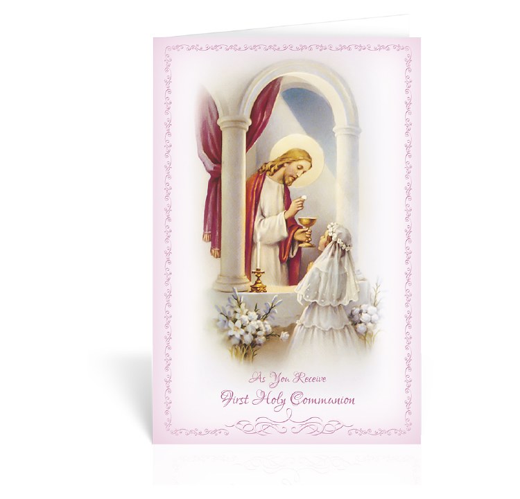 GIRL AS YOU RECEIVE YOUR HOLY COMMUNION CARD