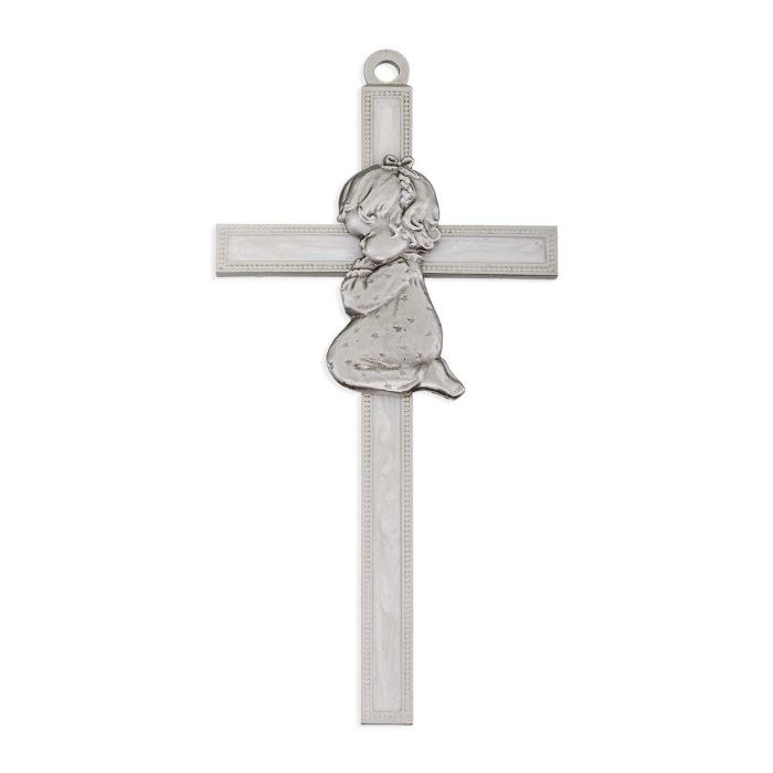 GIRL FIGURE ON WHITE CROSS