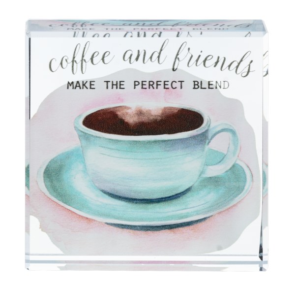 GLASS BLOCK "COFFEE AND FRIENDS..."