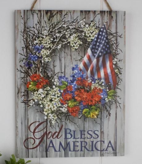 GOD BLESS AMERICA WOOD SIGN