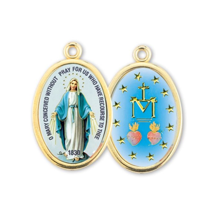 OVAL MIRACULOUS GOLD FINISH PICTURE MEDAL 1"