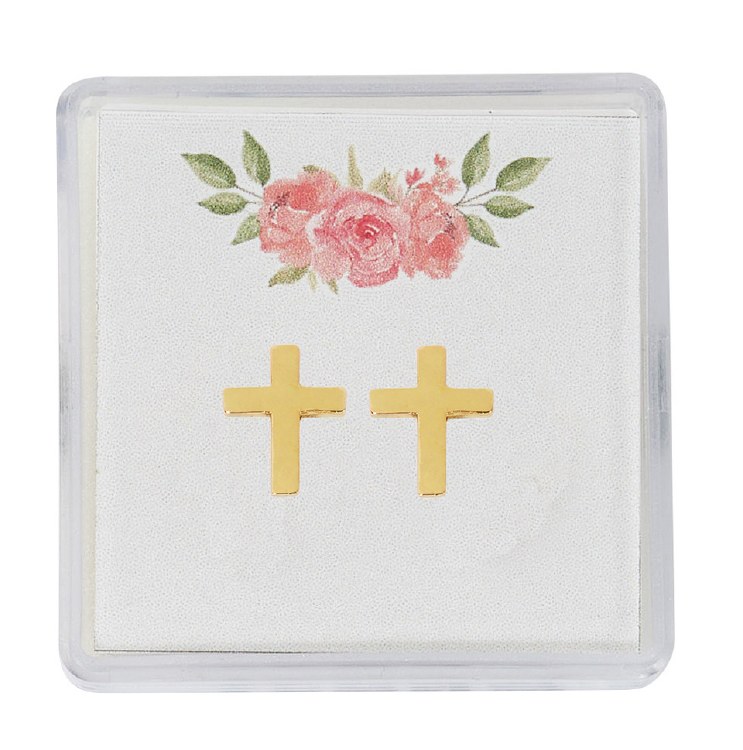 GOLD TONE CROSS EARRINGS