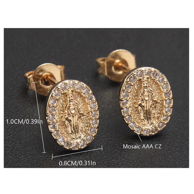 GOLD TONE CRYSTAL MIRACULOUS EARRINGS