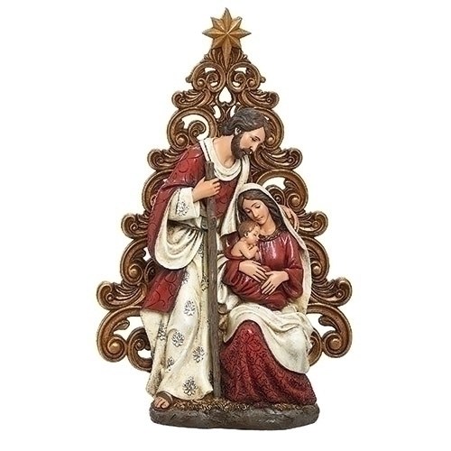 HOLY FAMILY WITH GOLD TREE FIGURE