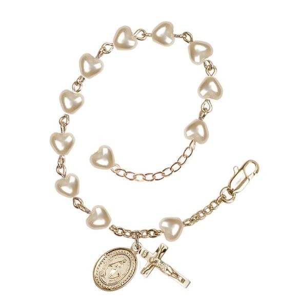 GP HEART PEARL ROSARY BRACELET