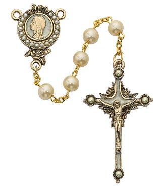 GOLD PLATED PEARLS OF MARY ROSARY